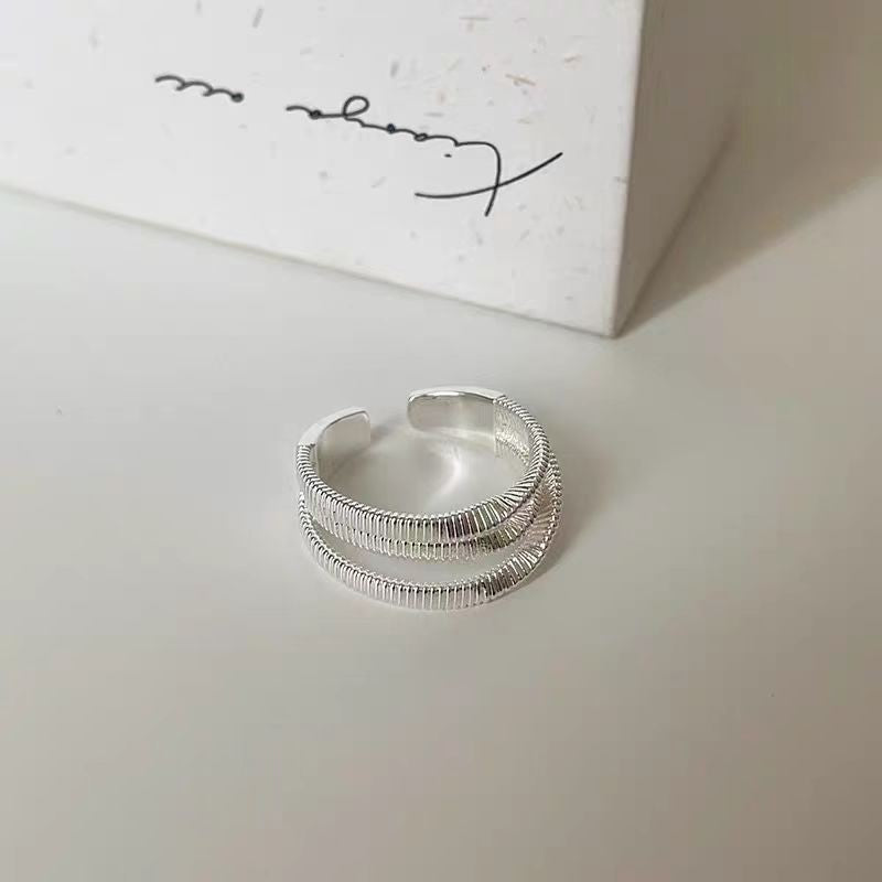 Mocha Brown Serpentine Tiger Eye Alloy Ring For Women, Unique Vintage Design, Luxury Light Luxury Adjustable Index Finger Ring