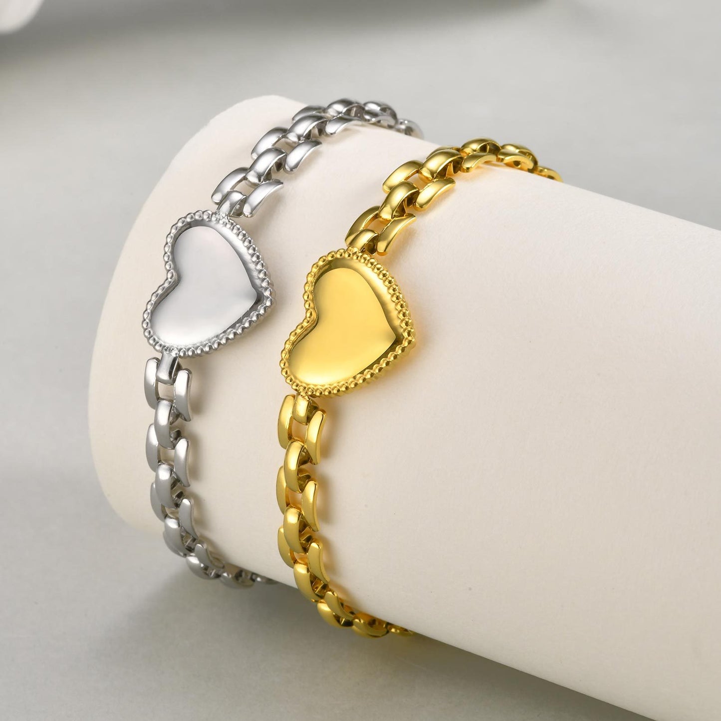Stainless Steel Heart Strap Chain Gold Fashion Bracelet For Women