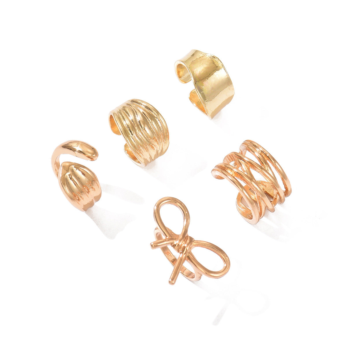 Irregular Metal Niche Lava Ring With Smooth, Polished Lines And An Open Design