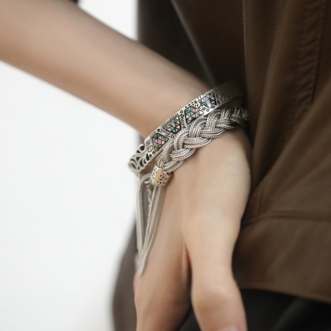 Womens Retro Dreadlock Braided Twisted Tassel Bracelet