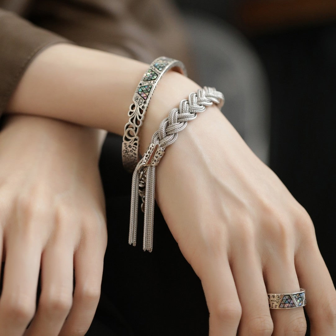 Womens Retro Dreadlock Braided Twisted Tassel Bracelet