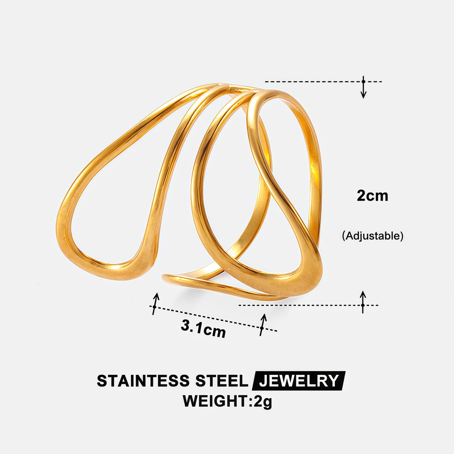 Exaggerated Stainless Steel Ring With A High-end Designer-inspired Look