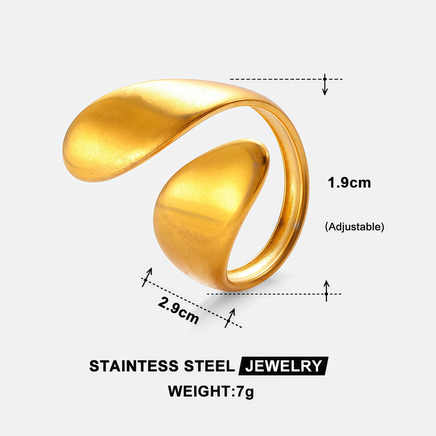 Exaggerated Stainless Steel Ring With A High-end Designer-inspired Look