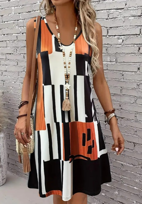 Casual Versatile And Stylish Striped V-neck Dress