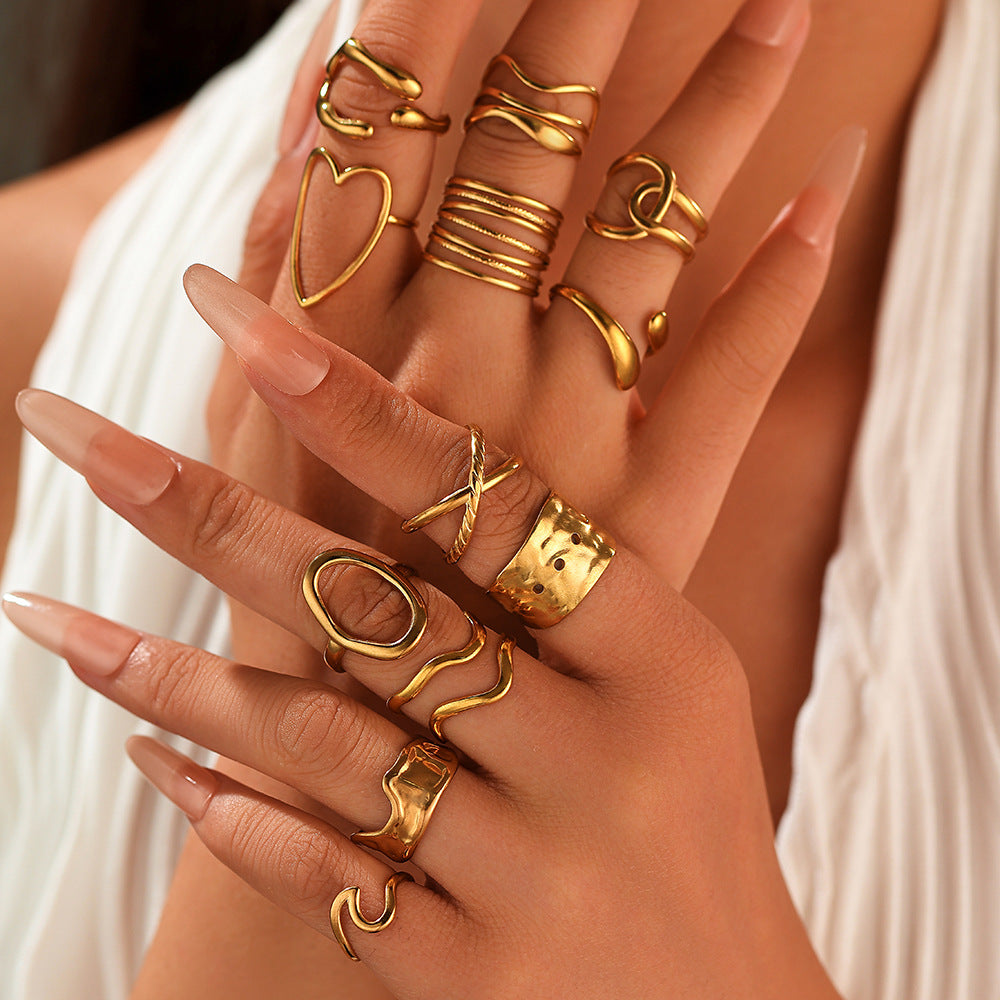 Exaggerated Stainless Steel Ring With A High-end Designer-inspired Look