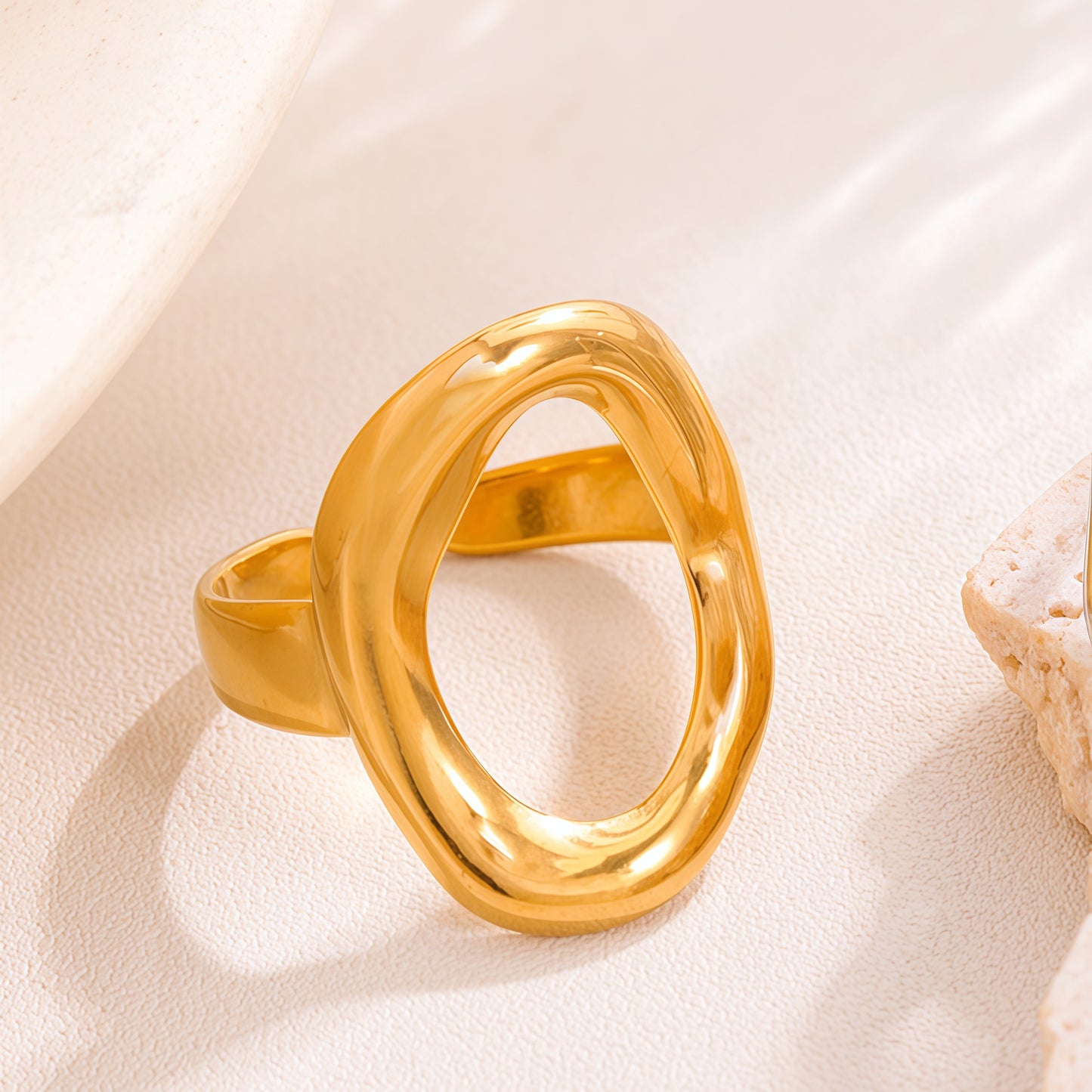 Exaggerated Stainless Steel Ring With A High-end Designer-inspired Look