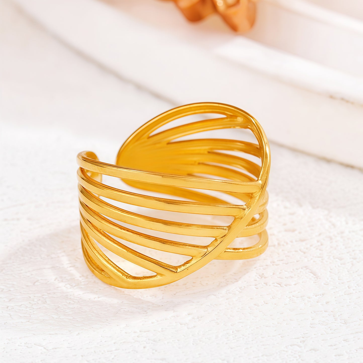 Exaggerated Stainless Steel Ring With A High-end Designer-inspired Look