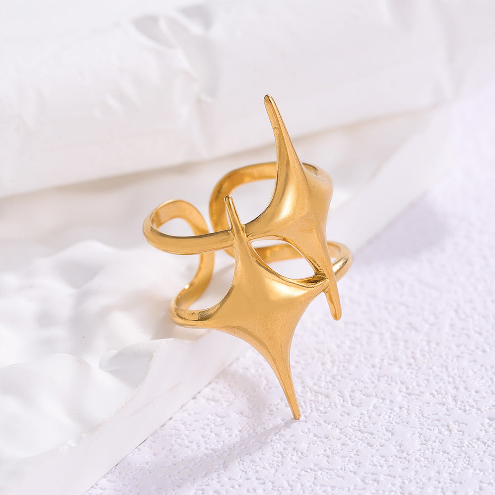 Exaggerated Stainless Steel Ring With A High-end Designer-inspired Look