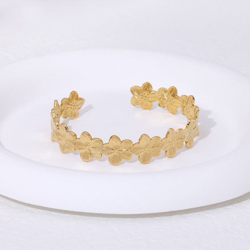 Niche Design 18K Gold Non-fading Opening Stainless Steel Bracelet Women