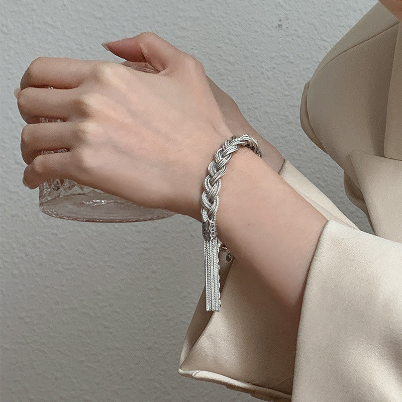 Womens Retro Dreadlock Braided Twisted Tassel Bracelet