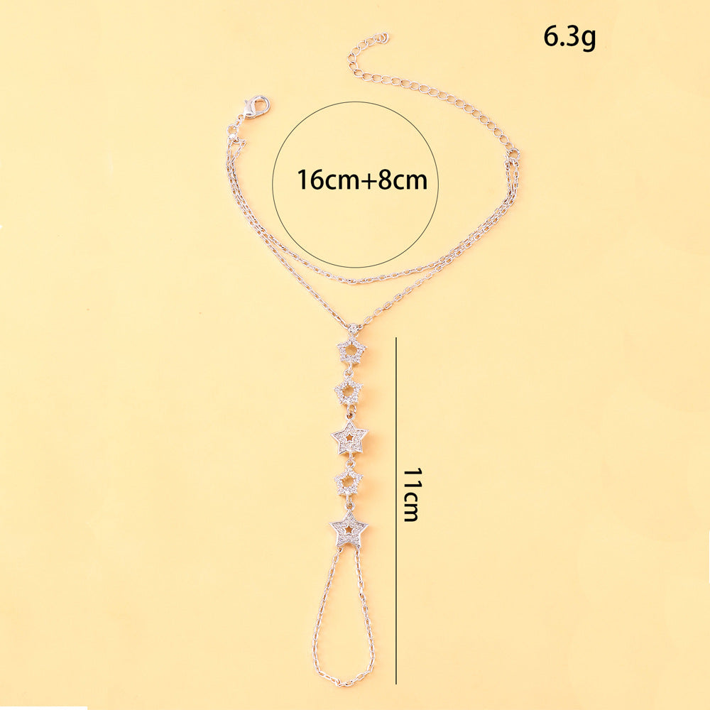 Five-pointed Star Openwork Rhinestone All-match Fingerless Bracelet