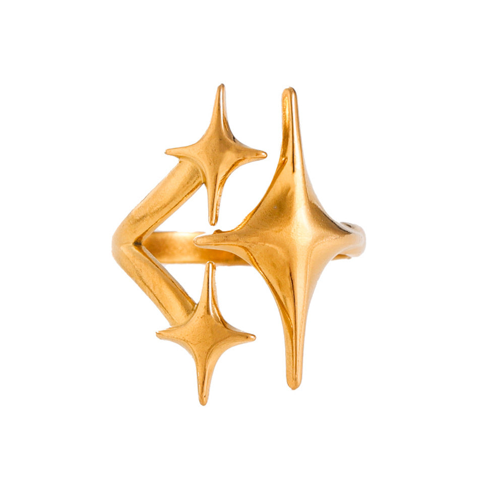 Exaggerated Stainless Steel Ring With A High-end Designer-inspired Look