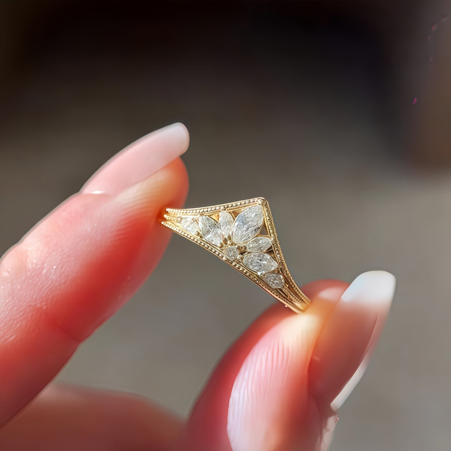 Golden Salad Silk Satin Oval Pigeon Egg Ring