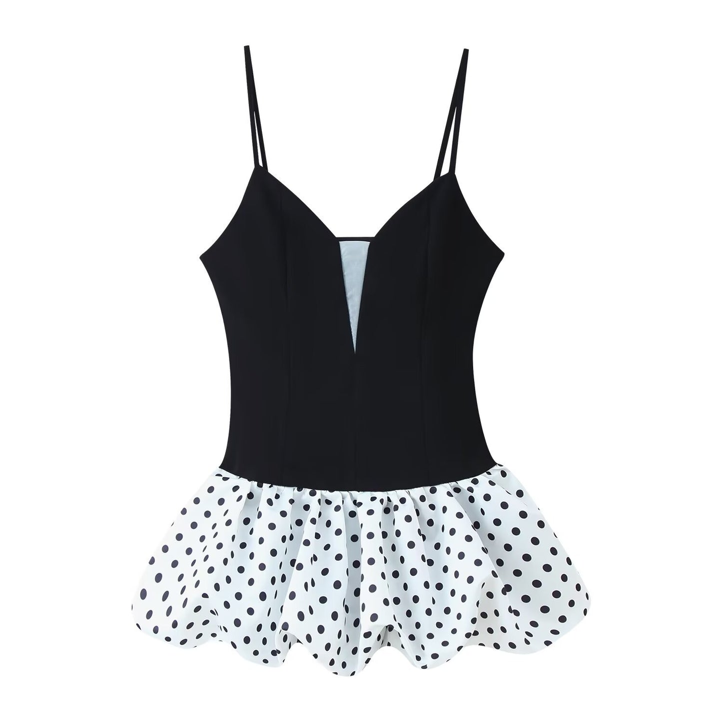 Fashionable Versatile Patchwork Polka-Dot Slip Dress