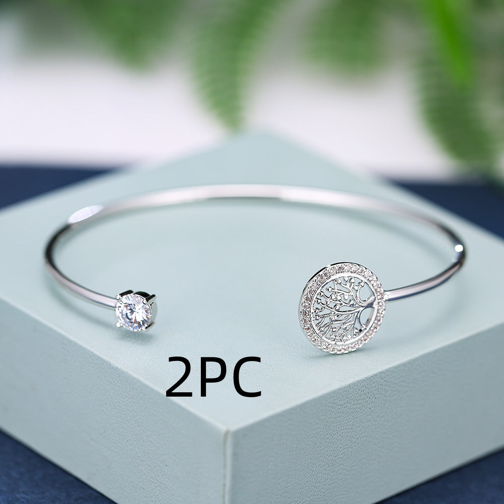 Gold Hope Tree White Diamond Bracelet Women Elegant Retro Style Jewelry