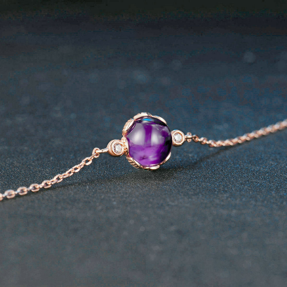 Rose Gold Bracelet Women Imitation Natural Amethyst Streamer