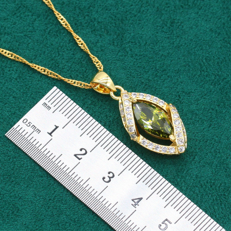 Anti-allergy AAA Zircon Necklace Earring Ring Jewelry Suit