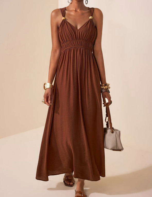 New Summer Long Dress Sleeveless With A V-Neck