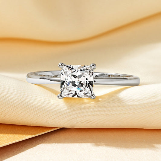 Geometric Square Design Zircon Ring For Women